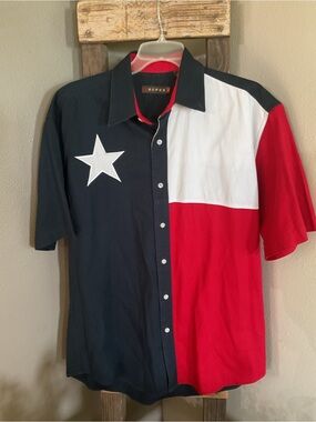 Roper Men's Short Sleeve Colorblock Western Shirt - Blue White Red